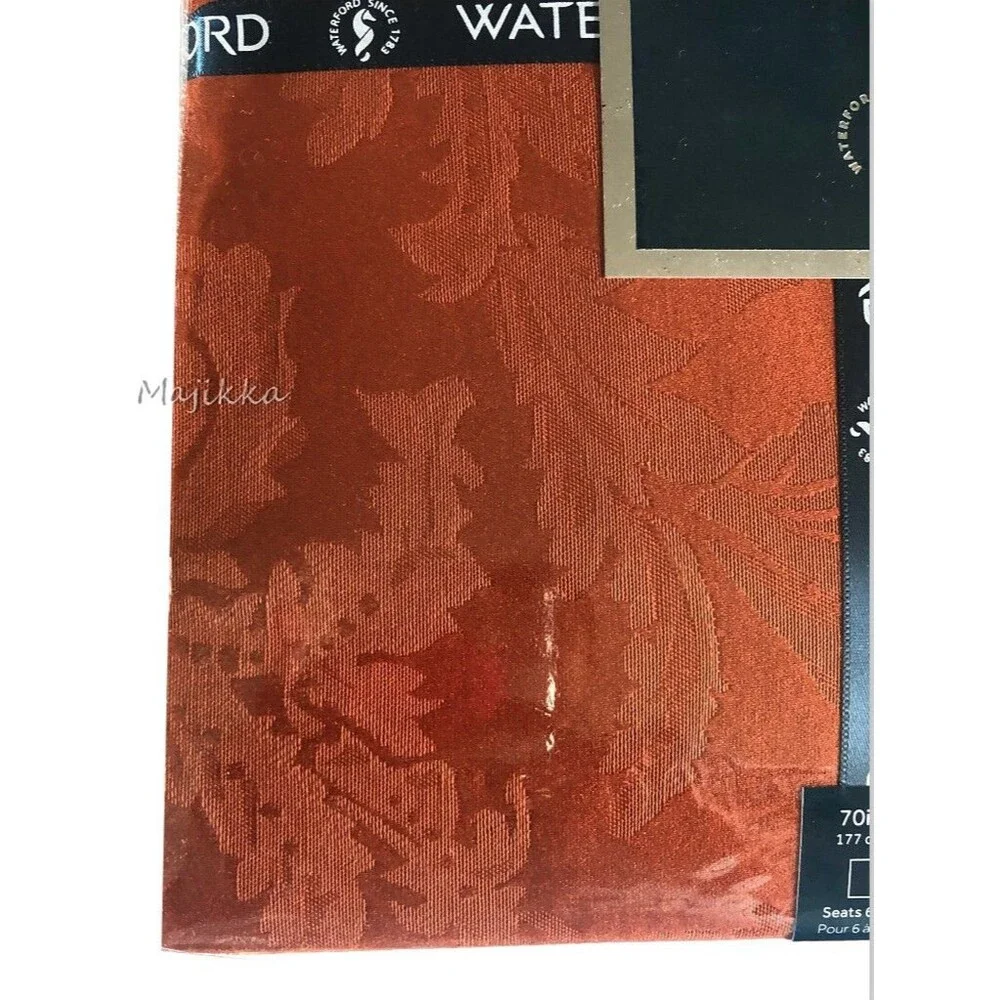 Waterford Luxury Thanksgiving Tablecloth Holiday Fall Leaf Scroll Spice 70x84